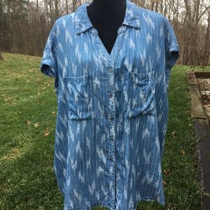 CLEARANCE SALE! 
Blue v-neck shirt front pockets